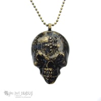 Image 1 of Bronze Evil Resin Skull Pendant in Faux Marble Stone Effect *ON SALE WAS £30 NOW £15*