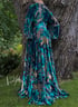 Teal Silk Velvet Burnout "Beverly" Dressing Gown w/ Crystal Button Cuffs SIZE S Image 2