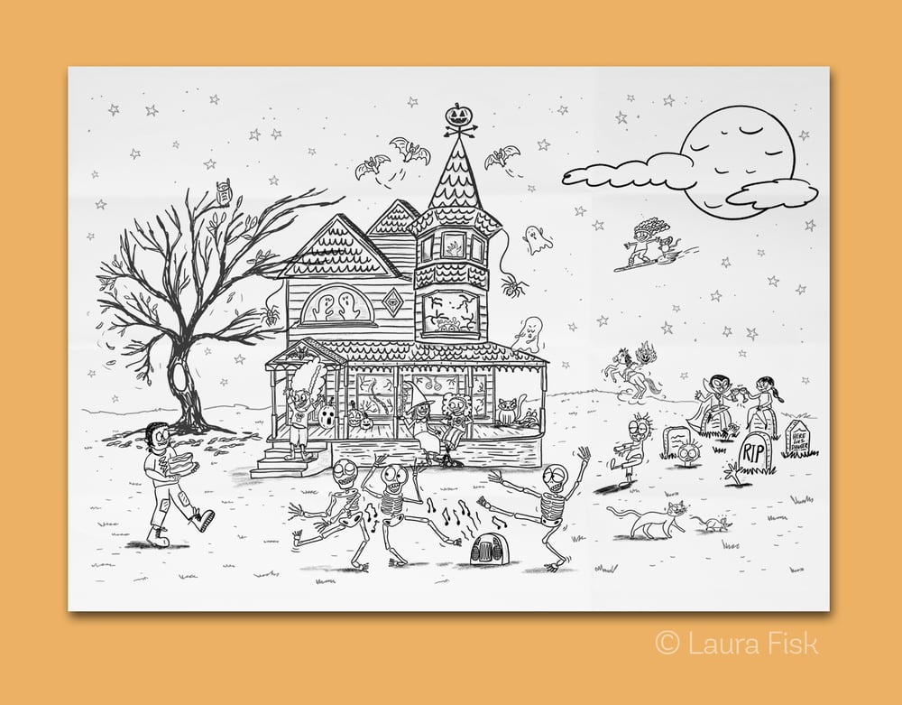 Image of Spooky Haunted House Giant Coloring Sheet