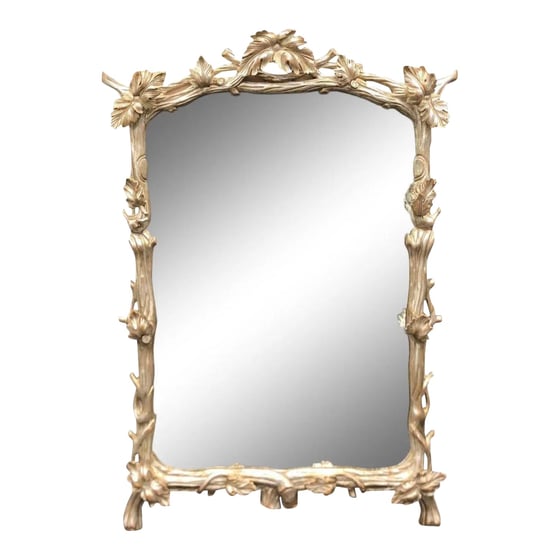 Image of 18th C Style Carved Silver Giltwood Designer Twig Mirror W Grapevines