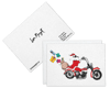 Harlequin Great Dane Dressed as Santa on a Harley Davidson Holiday Greeting Card