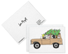 Christmas Great Dane Surfers in a Tan Bronco Holiday Greeting Card