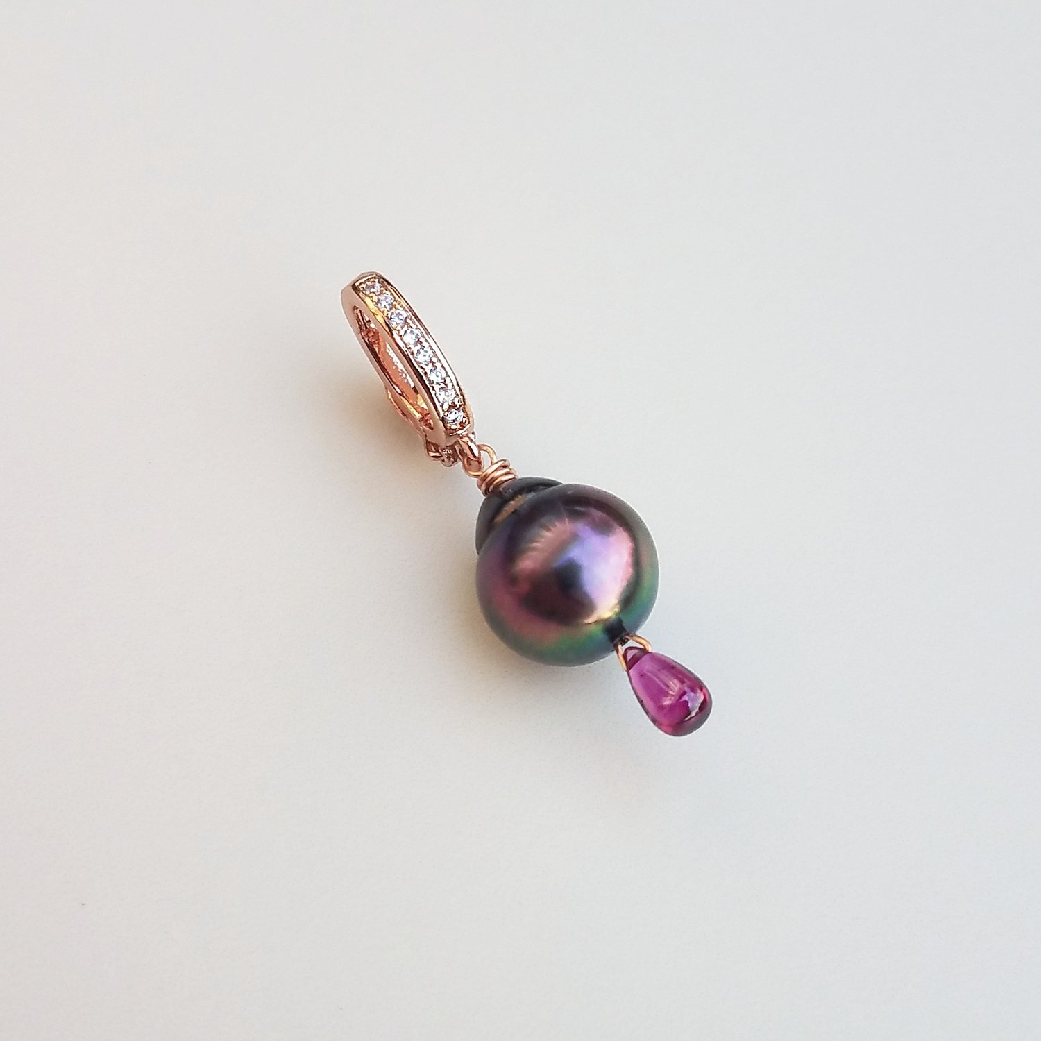 Tahitian Pearl & Garnet Charm