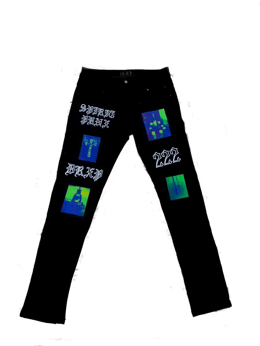 Image of SPIRIT PUNX HAND SEWN MULTI COLOR JEANS