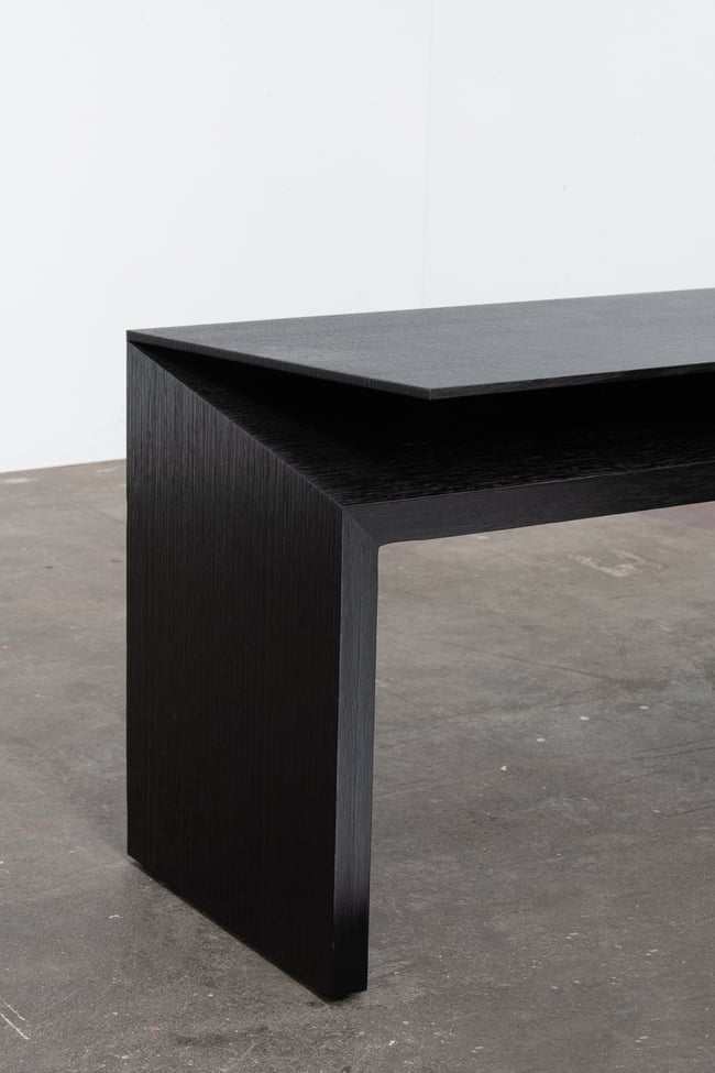 CLIPPED WING 1800MM BENCH IN TORCHED TASMANIAN OAK