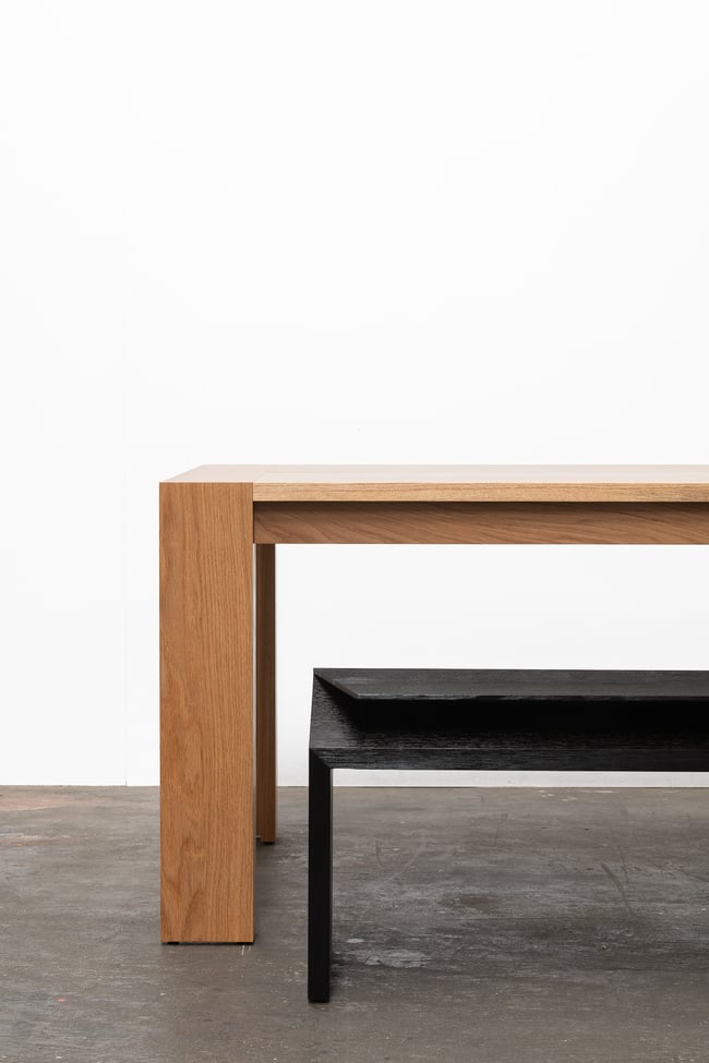 CLIPPED WING 1800MM BENCH IN TORCHED TASMANIAN OAK