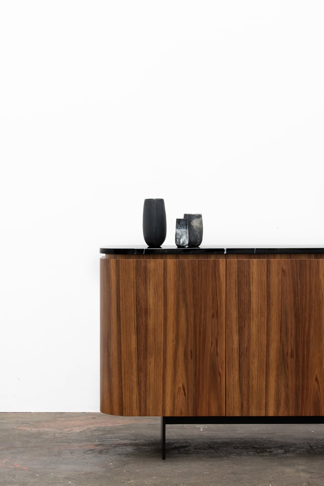 JEWELL SIDEBOARD IN TASMANIAN BLACKWOOD AND NERO MARBLE