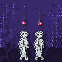 Image 4 of Skull halloweenie earrings