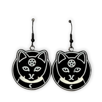 Image 1 of Halloweenie black cat earring punk