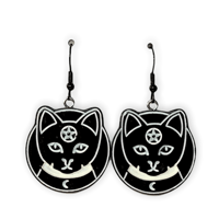 Image 1 of Halloweenie black cat earring punk