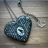 Image 1 of Poe Raven Gothic Striped Resin Heart Pendant