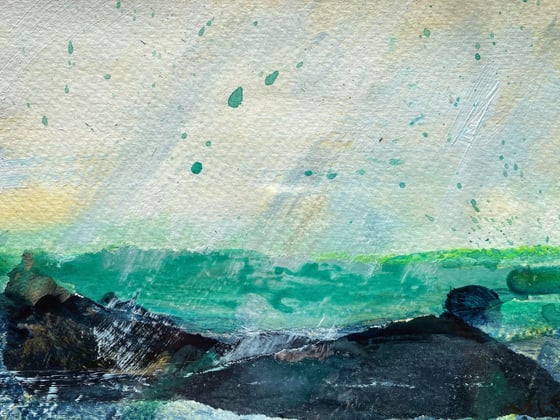 Image of 'Rockpool Rain' - Mixed Media Painting on Paper