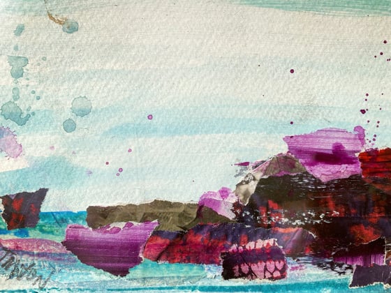 Image of 'Purple Rocks' - Mixed Media Painting on Paper