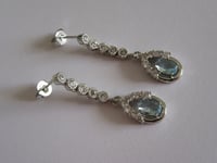 Image 1 of Kate Middleton Duchess of Cambridge Inspired Replikate Aqua Blue and Clear Crystal Teardrop Earrings