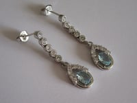 Image 2 of Kate Middleton Duchess of Cambridge Inspired Replikate Aqua Blue and Clear Crystal Teardrop Earrings