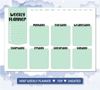 DIGITAL PRINTABLE PDF WEEKLY PLANNER MINT