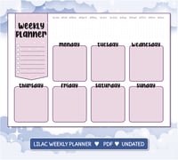 DIGITAL PRINTABLE PDF WEEKLY PLANNER LILAC