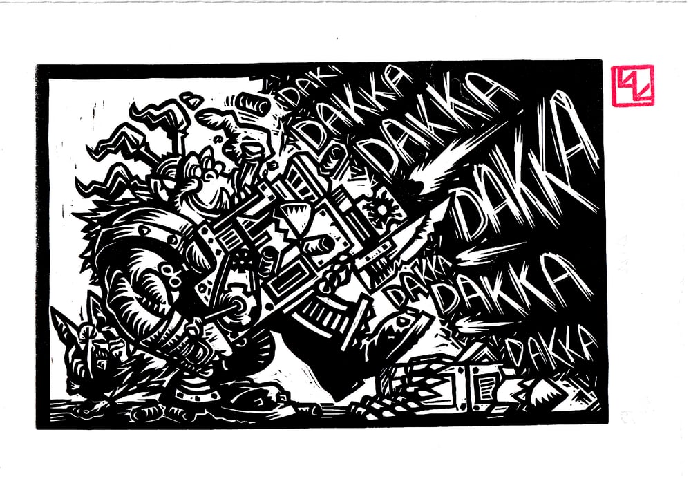 Dakka linocut print