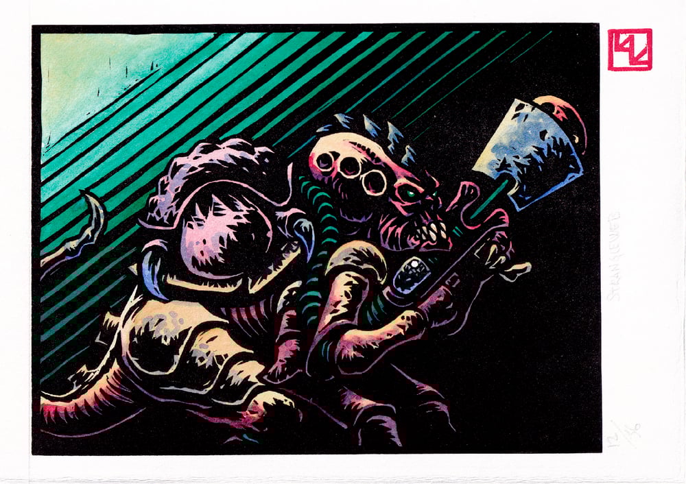 Strangleweb linocut print