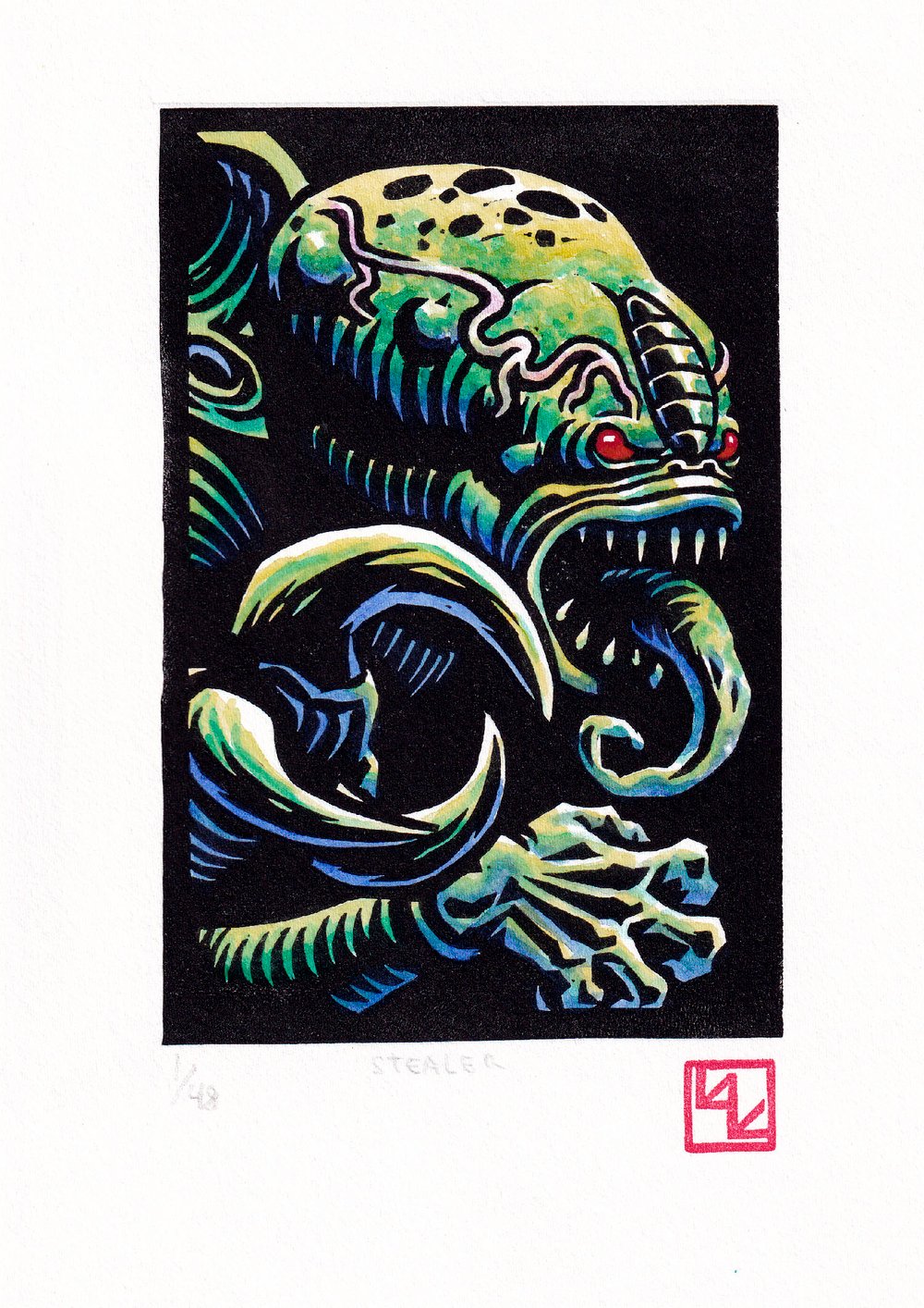 Stealer linocut print