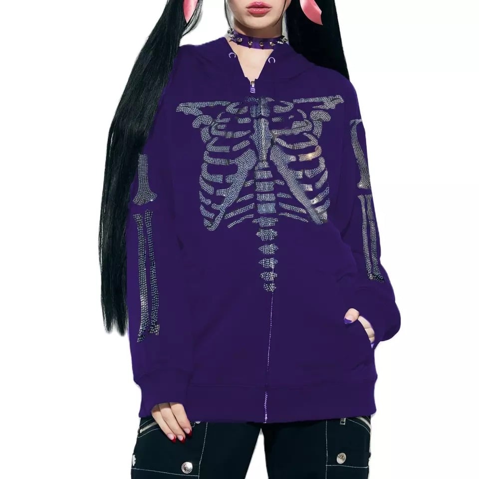 Image of Skully Skeleton Rhinestone Jacket 