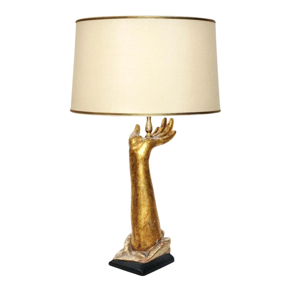 Image of Exquisite Designer Giltwood Hand Form Table Lamp by Randy Esada Designs