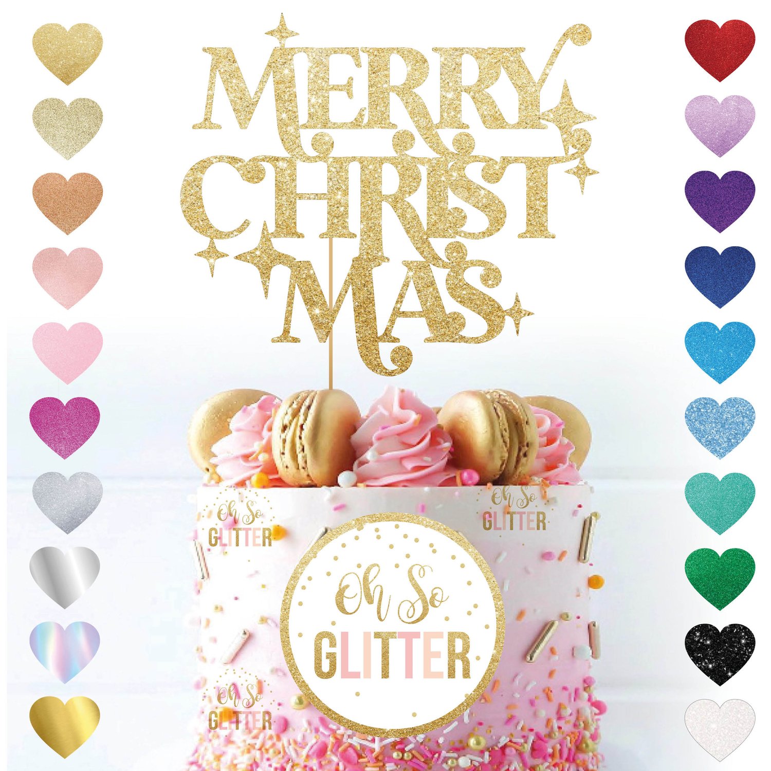 Image of Merry Christmas with Stars Cake Topper