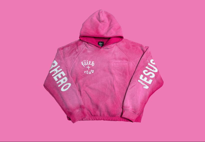 Washed pink “Jesus Christ is my Superhero” Hoodie 