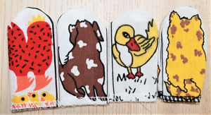 Image of "LITTLE RED HEN" + STORY - Set of 4 finger puppets