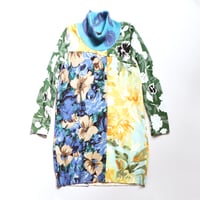 Image 2 of superfloral 5/6 floral green blue courtneycourtney patchwork sweater turtleneck dress