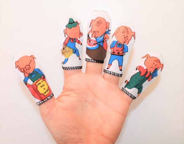 Image of "FIVE LITTLE PIGGIES" + STORY - Set of 5 finger puppets