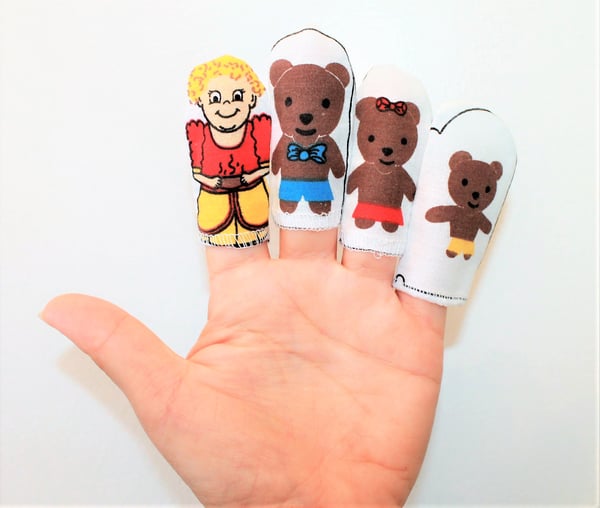 Image of "GOLDILOCKS AND THE THREE LITTLE BEARS" + STORY - Set of 4 finger puppets