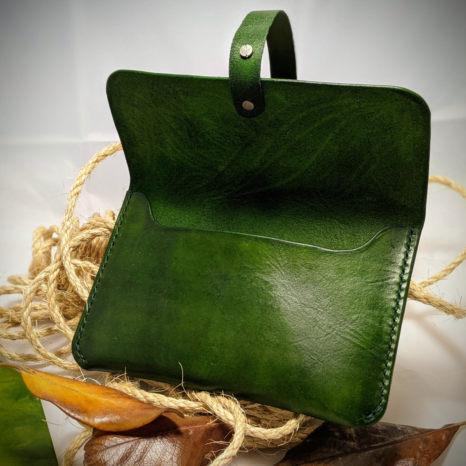 Clutch Purse 1 Forest Green JTM Leathercraft