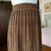 Image 3 of Pleated Brown Velvet Polka Dot Skirt Medium