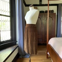Image 2 of Pleated Brown Velvet Polka Dot Skirt Medium