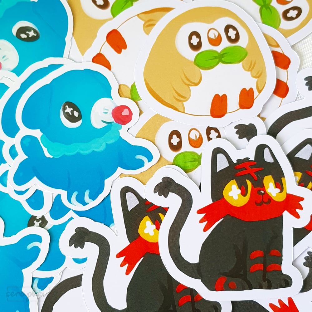 Image of Popplio/Rowlet/Litten - Stickers (Set of 3)