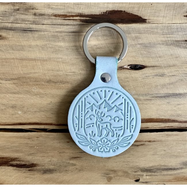 Pinewood Green Leather Keychain