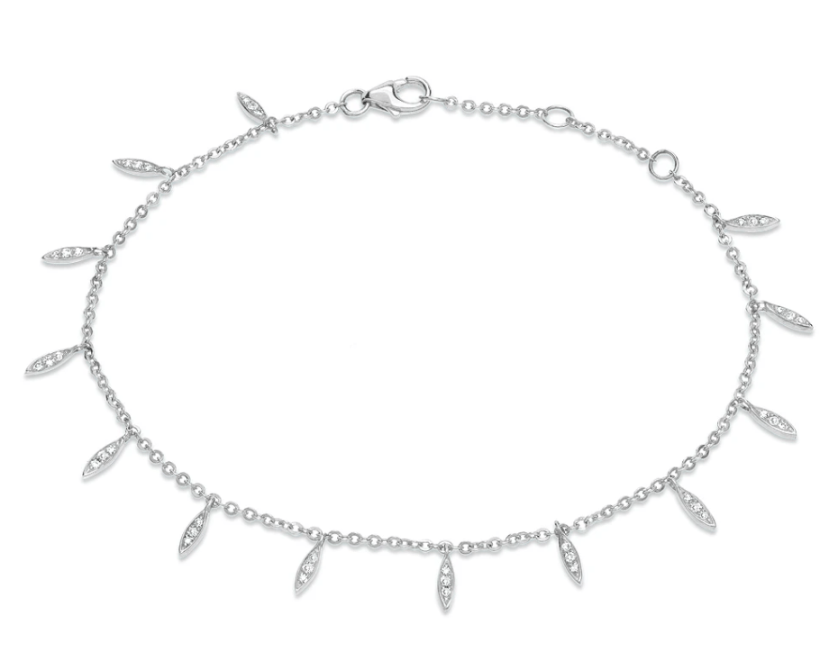 Image of  14 kt and Diamonds Dainty Drops Bracelet (YG or WG)