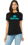 "Cabrona" Carlas Closet Exclusive Neon Blue/Black Round Neck Women's Tee