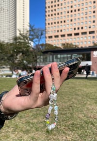 Image 2 of Millefiori and pearl bead phone strap