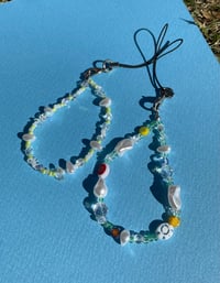 Image 4 of Millefiori and pearl bead phone strap
