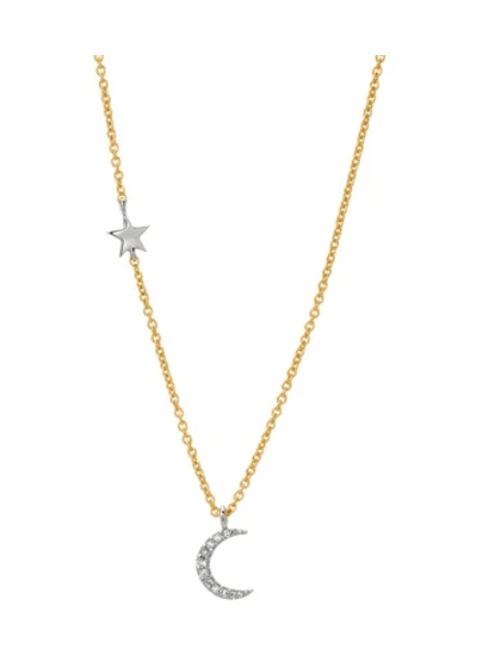 Image of Moon and Star Necklace (14 kt and diamonds)