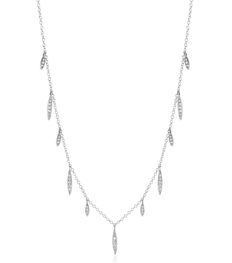 Image of 14 kt and Diamonds Dainty Drops Necklace (YG or WG)