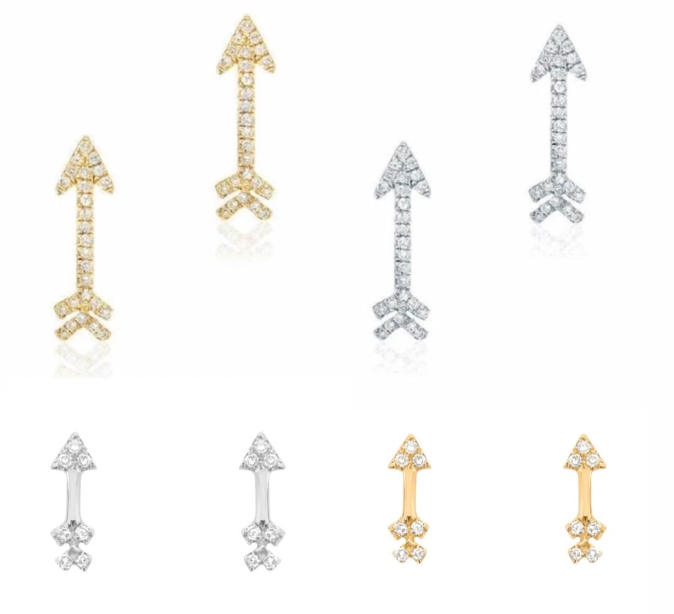 Image of 14kt gold and diamond Arrow Post Earrings (two sizes)