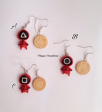Squid Game fan art orecchini Fimo