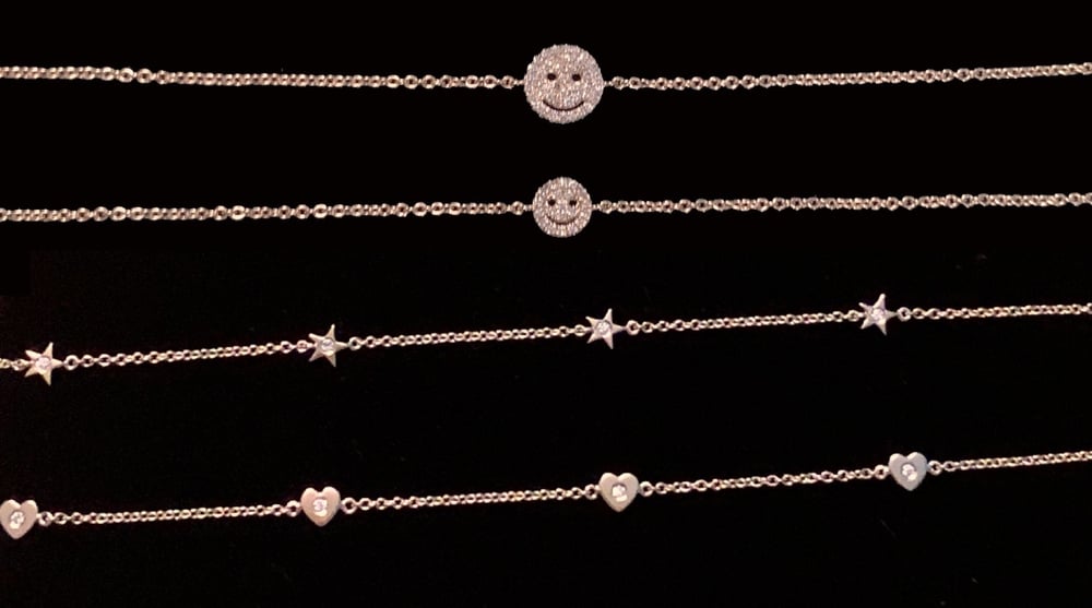 Image of 14 kt Yellow Gold and Diamond Bracelets