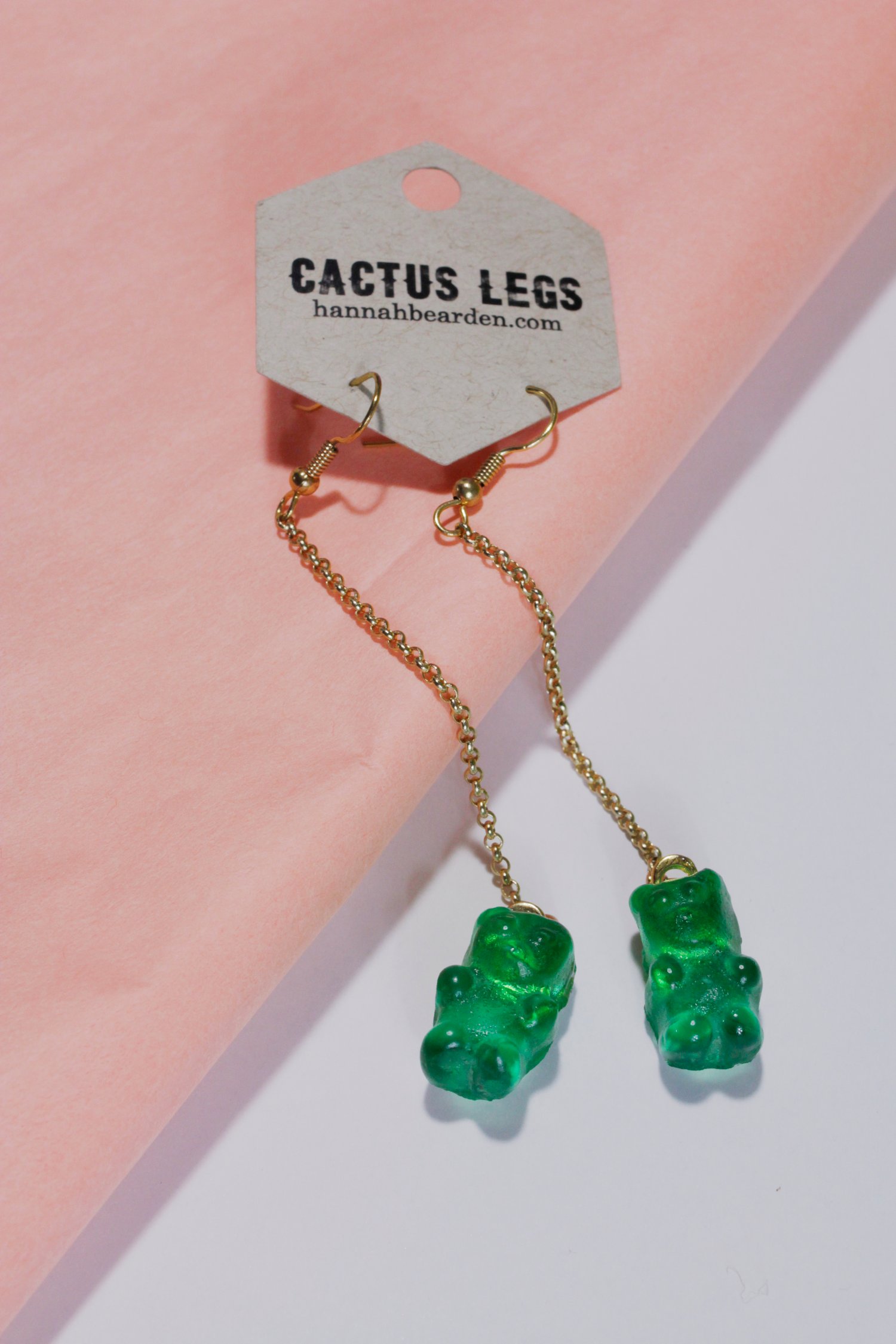 Image of Green Glass Gummy Bear Earrings