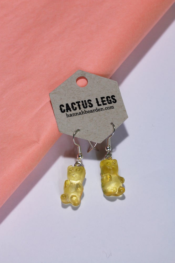 Image of Yellow Glass Gummy Bear Earrings
