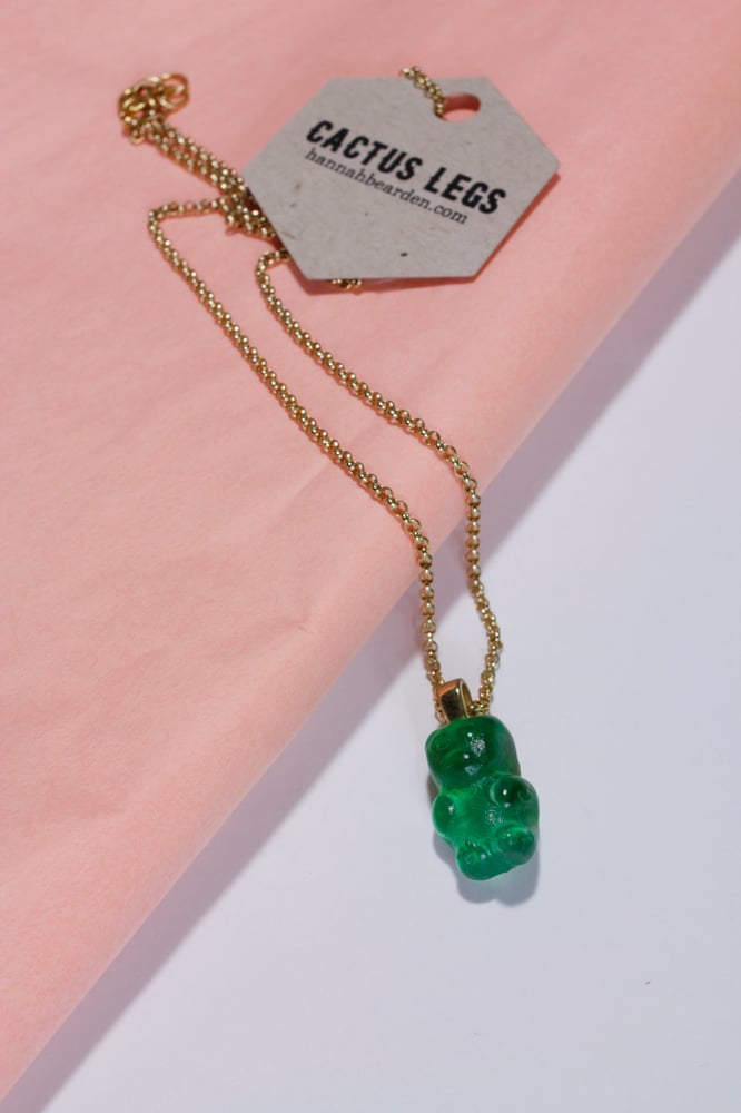 Image of Green Glass Gummy Bear Necklace