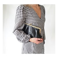 Image 2 of Pleated Leather Clutch Black